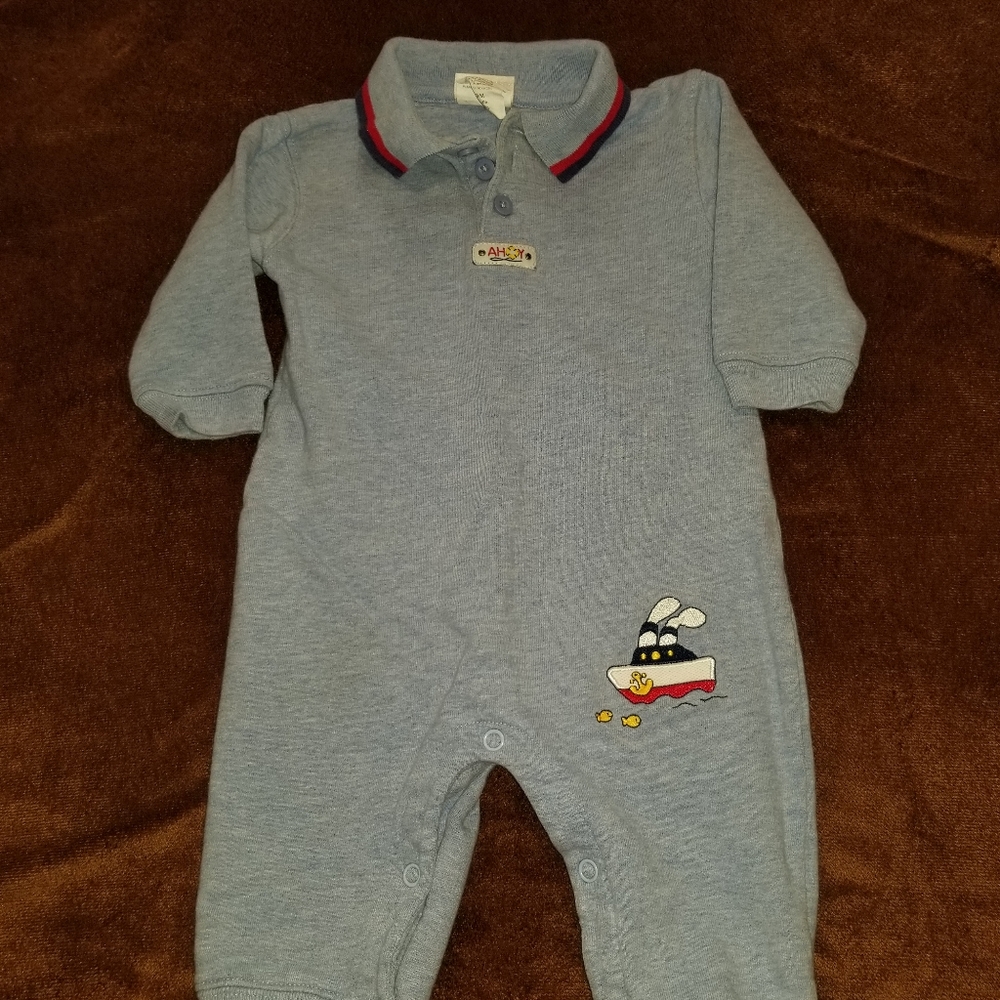 Boys 6-9 mo. One piece warm bodysuit.